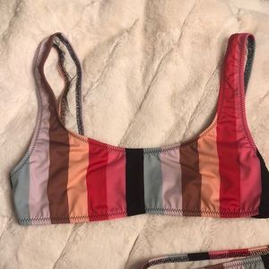 Solid and striped brand bathing suit top